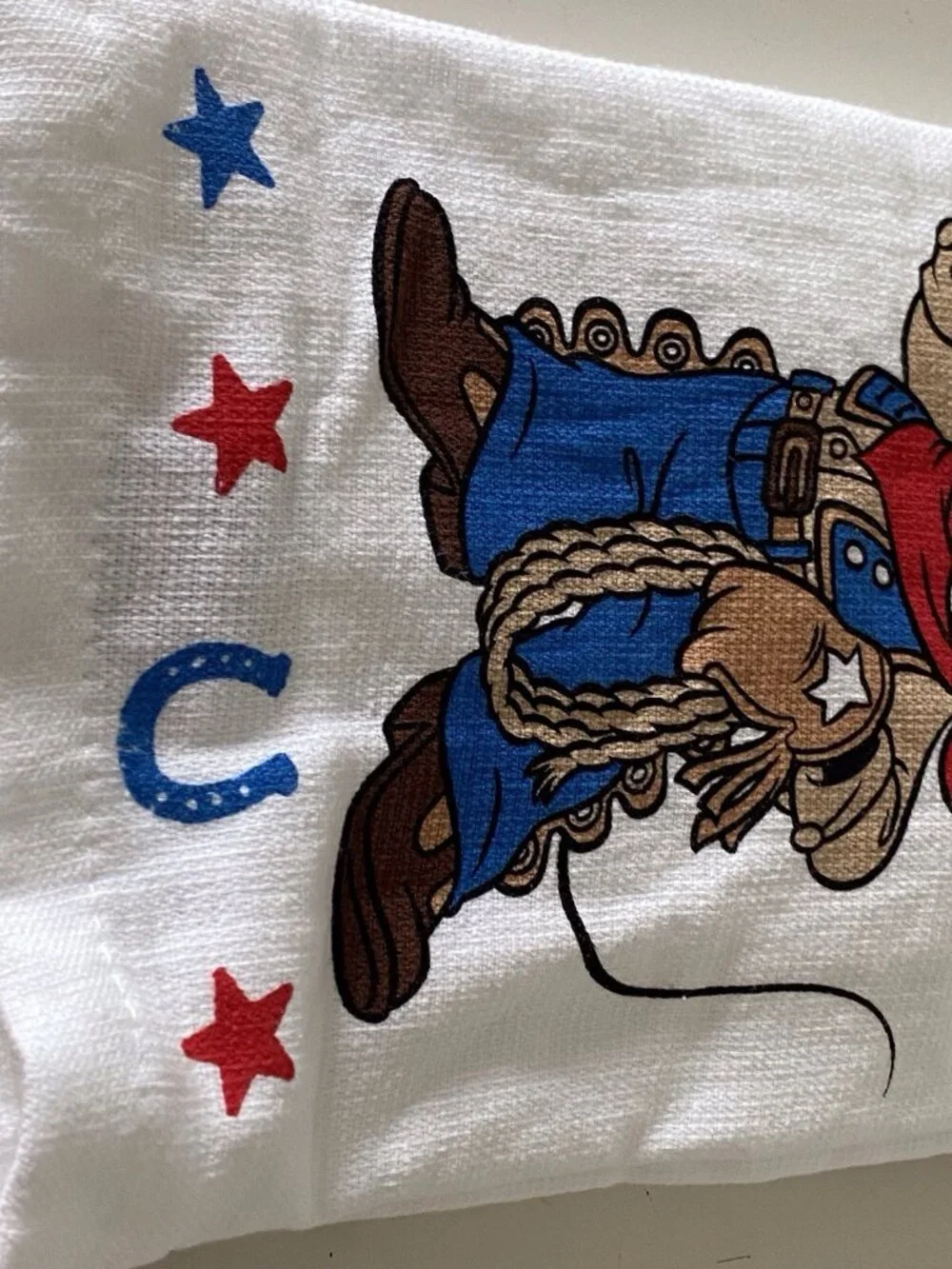 Set Of 2 Disney Mickey Mouse Kitchen Towels Howdy Y'All Patriotic‎ Cowboy NEW